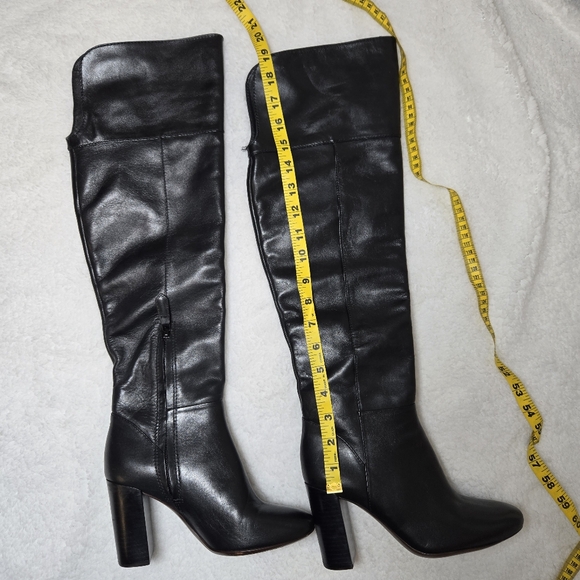 Tory Burch Bowie Boots Over the Knee heeled Block Heels Black Size 6.5 - Picture 5 of 8